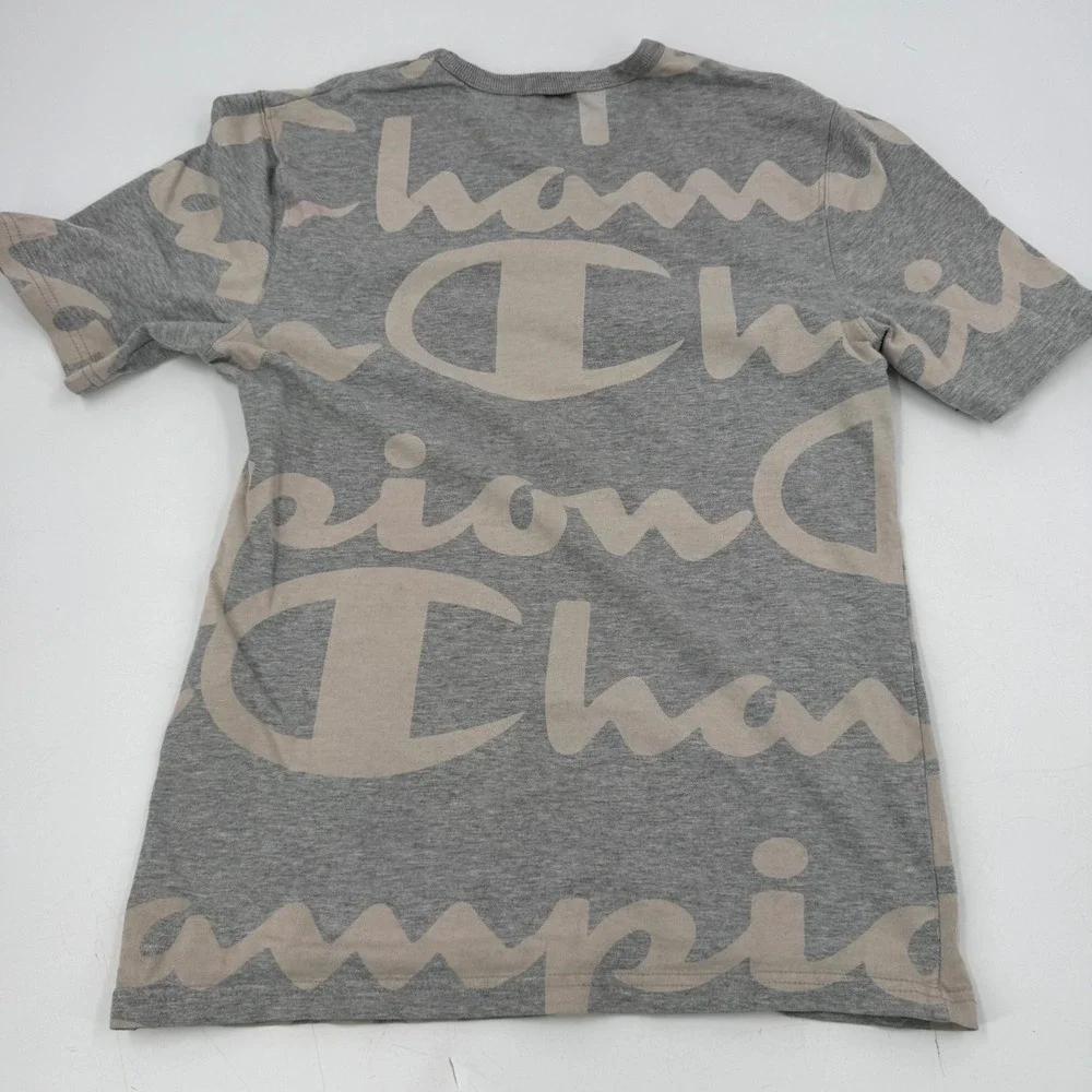 Champion Mens All Over Print T Shirt Crew Neck Short Sleeve Gray Small - Picture 7 of 8